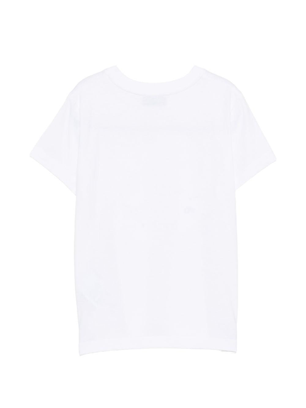 T-shirt per bambini Moschino Kids bianca con stampa grafica HYM058LAA02 10101 MOSCHINO KIDS