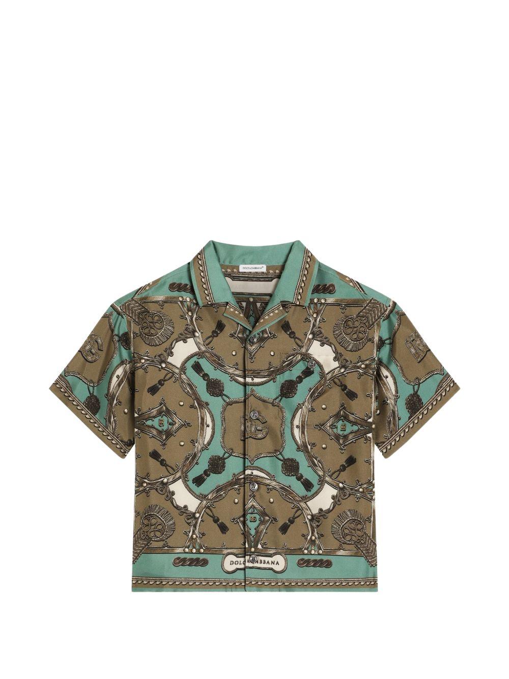 Camicia per bambino Dolce & Gabbana Kids marrone con motivo grafico L44S81 HI12C HV5XH DOLCE & GABBANA KIDS