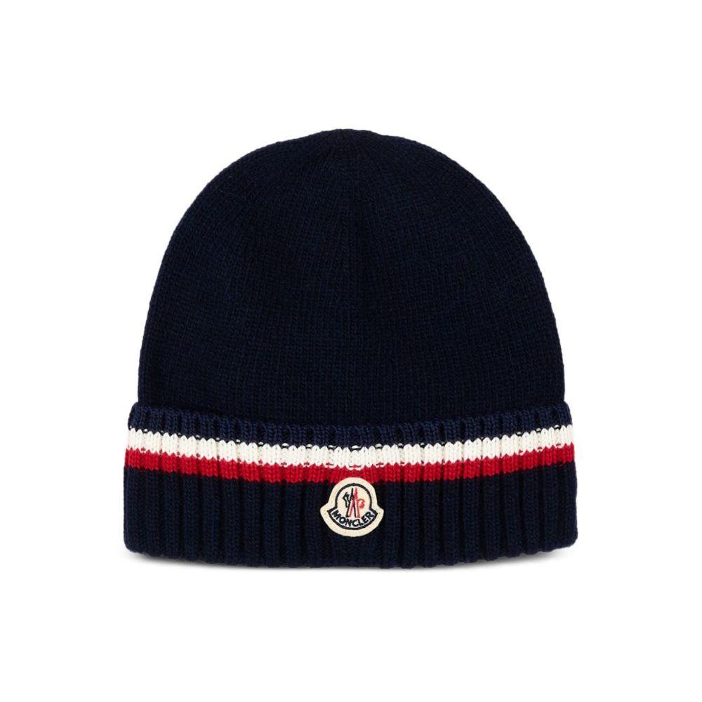Berretto per bambino Moncler Enfant blu a righe con applicazione L29543B00001M4281 745 MONCLER KIDS