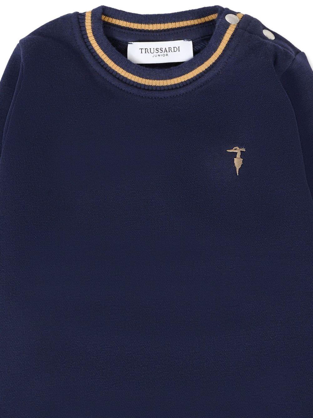 Felpa per neonato Trussardi Junior blu con bordi a coste TIA25080FE PEACOAT TRUSSARDI JUNIOR