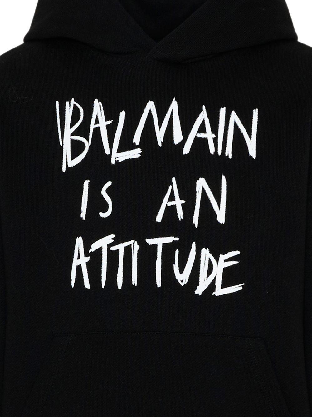 Felpa per bambino Balmain Kids nera con stampa slogan BZ4H00 Z3183 930BC BALMAIN KIDS