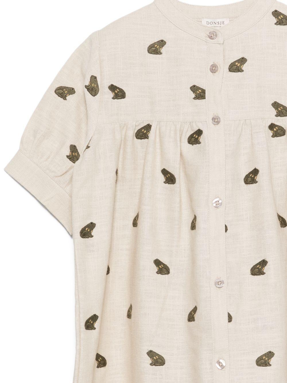 Abito per bambina Donsje beige con ricamo rane 4118801 00003 DONSJE
