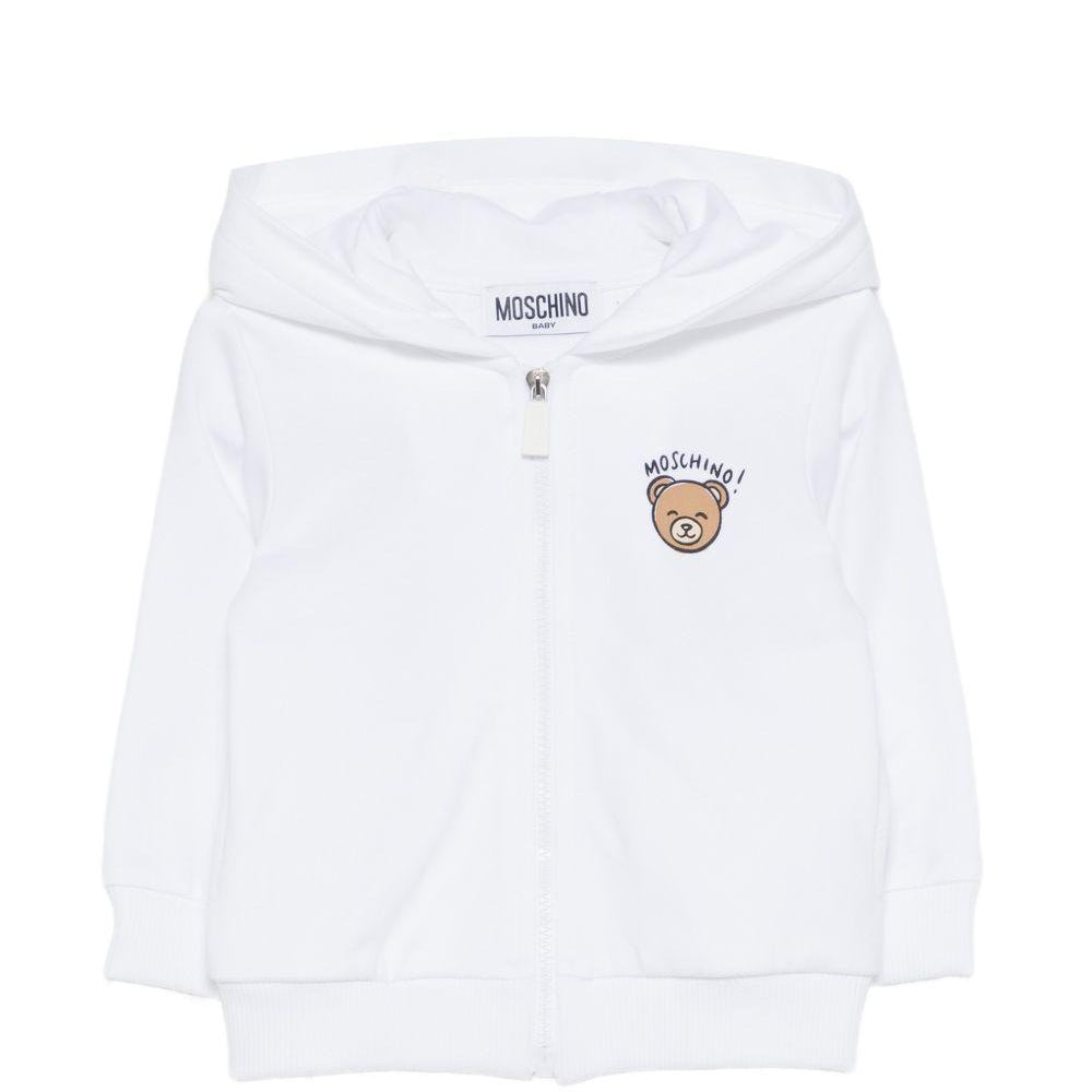 Felpa per neonati Moschino Kids bianca con stampa Teddy Bear MUF067LCA19 10101 MOSCHINO KIDS