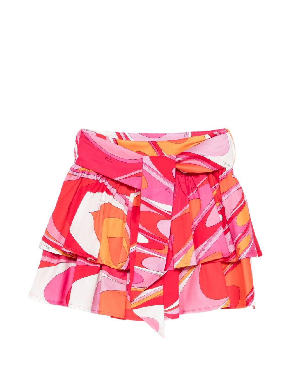 Gonna elasticizzata per bambina Emilio Pucci Junior multicolor a strati PY7A21 S0232 50EAR EMILIO PUCCI KIDS