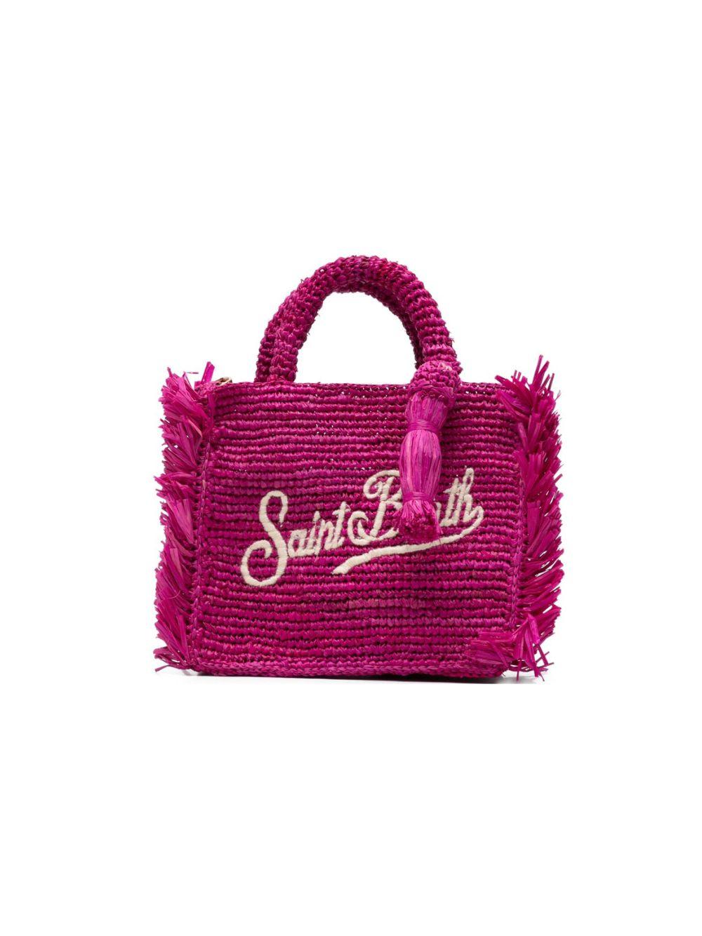 Borsa Vanity Mini MC2 Saint Barth fucsia in rafia con nappa VAMI017 00453L MC2 ST. BARTH KIDS