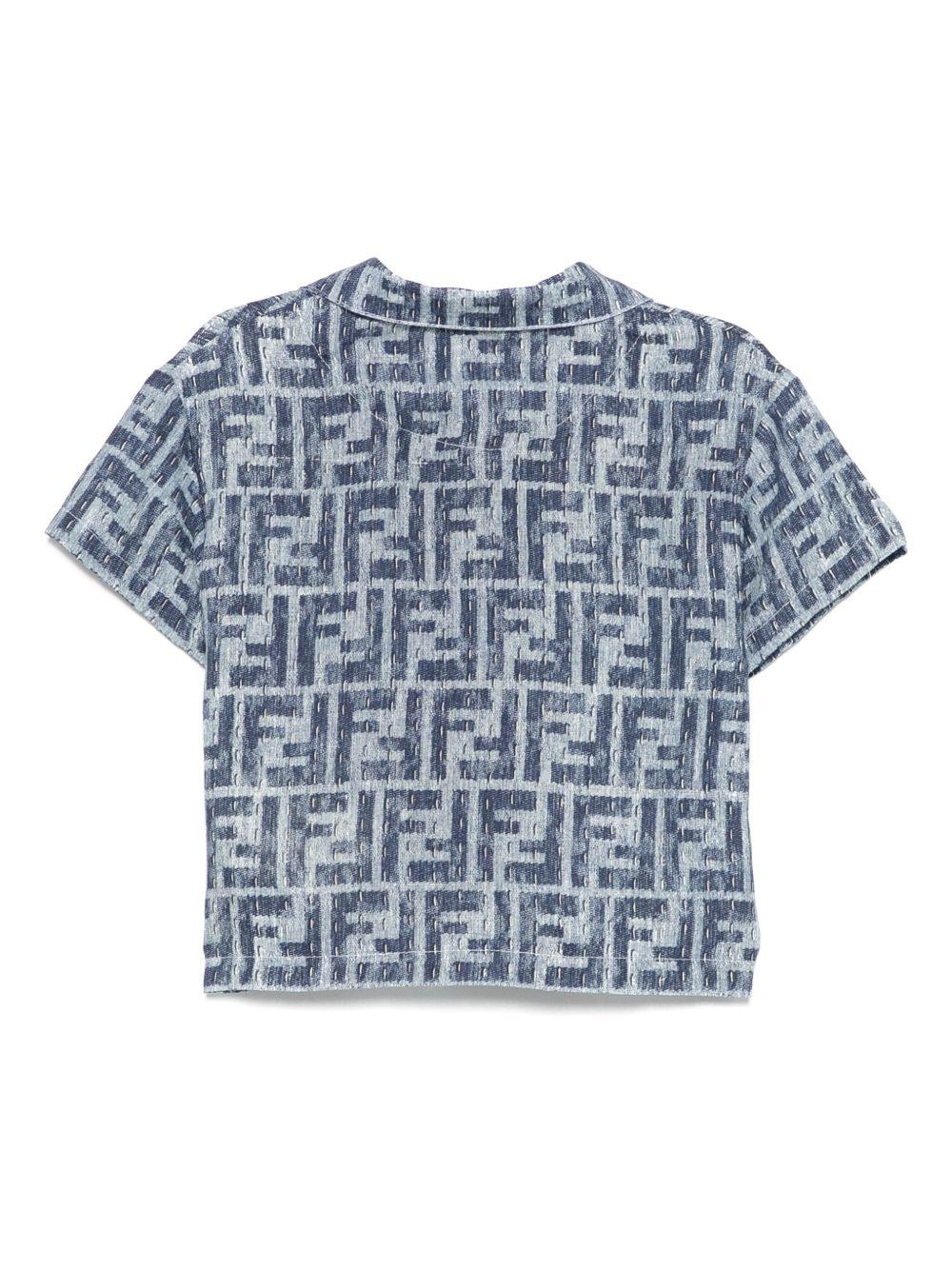 Camicia per neonato Fendi Kids denim con stampa FF BMC083 AUK2 F1I11 FENDI KIDS