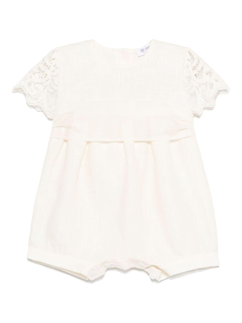 Tutina per neonata JESURUM BABY Piccola Carla beige con dettagli in pizzo PICCOLA CARLA VAR.01 JESURUM