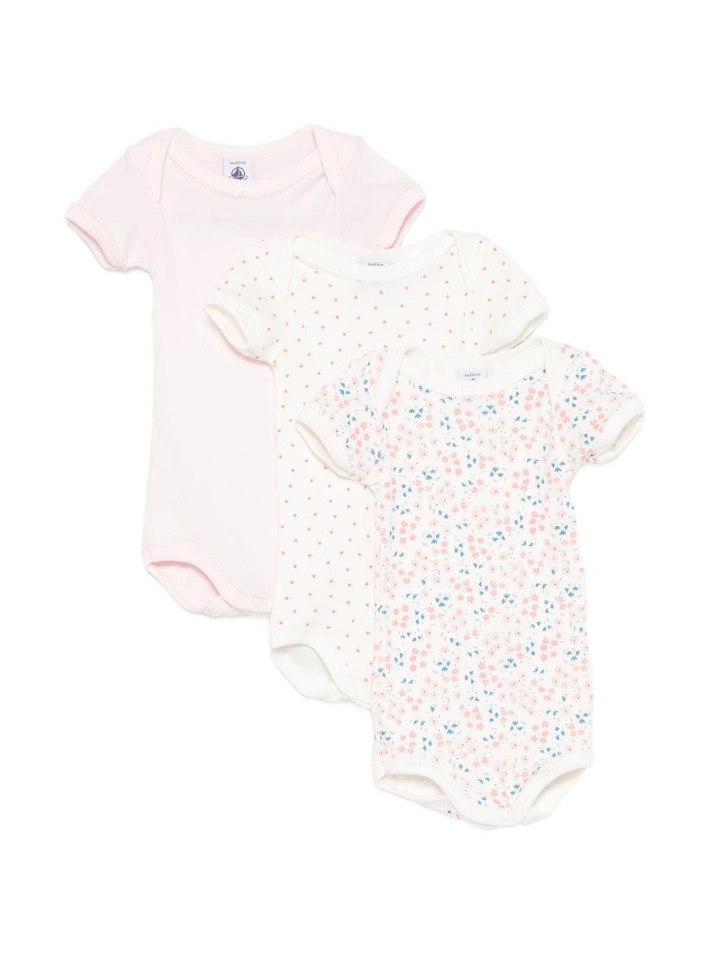 Set tre body per neonata Petit Bateau rosa con varie stampe A0FT2 00 PETIT BATEAU KIDS