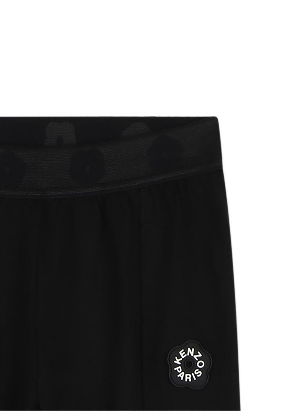 Pantaloni svasati per bambina Kenzo Kids neri con applicazione Boke Flower K62187 09B KENZO KIDS