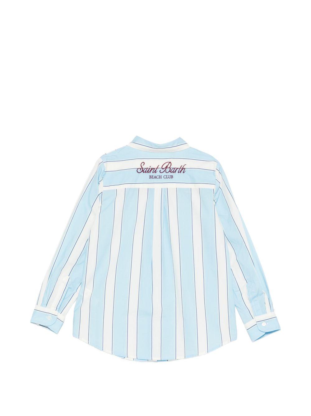Camicia per bambina MC2 Saint Barth Kids azzurra con motivo a righe BRIG003 01419L MC2 ST. BARTH KIDS