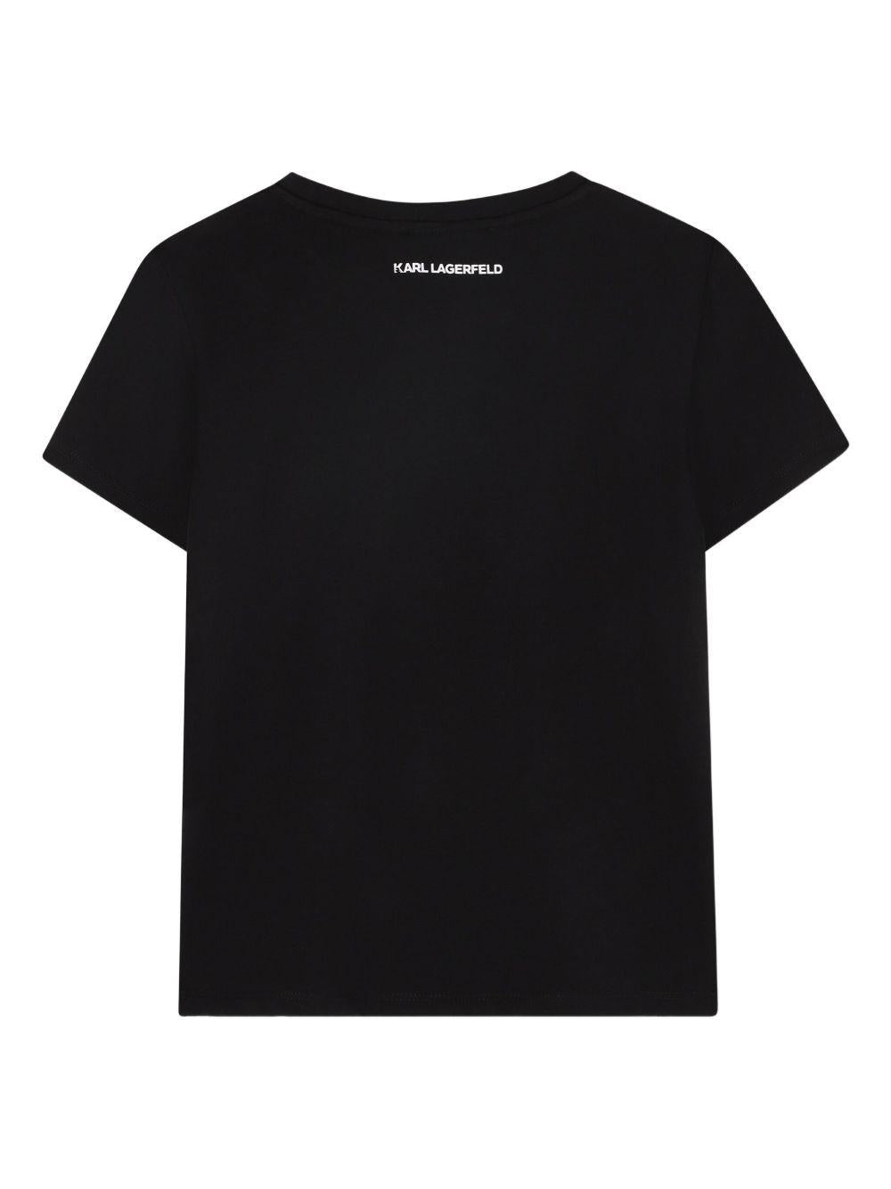 T-shirt per bambina Karl Lagerfeld Kids nero con strass Z30941 09B KARL LAGERFELD KIDS