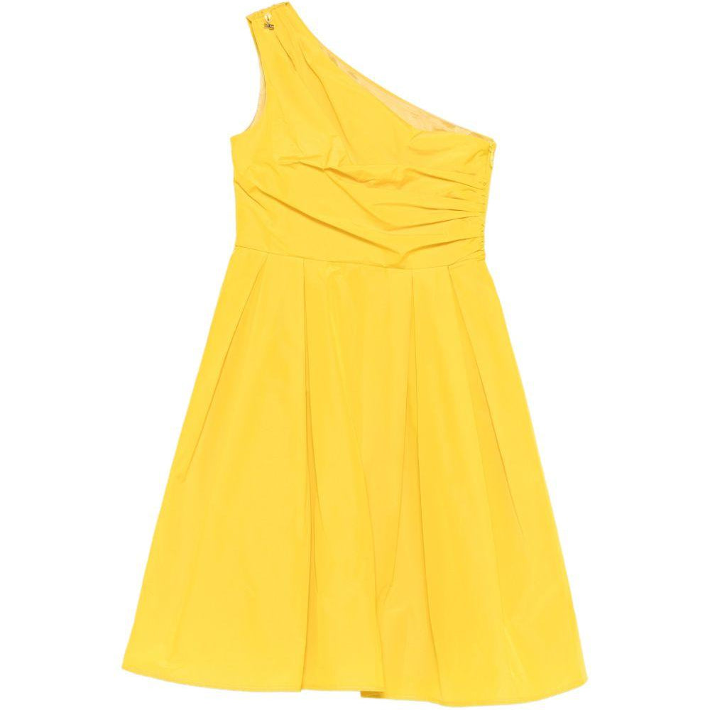 Abito monospalla per bambina Elisabetta Franchi La Mia Bambina giallo plissettato EFAB6740TV033 2033 ElISABETTA FRANCHI KIDS