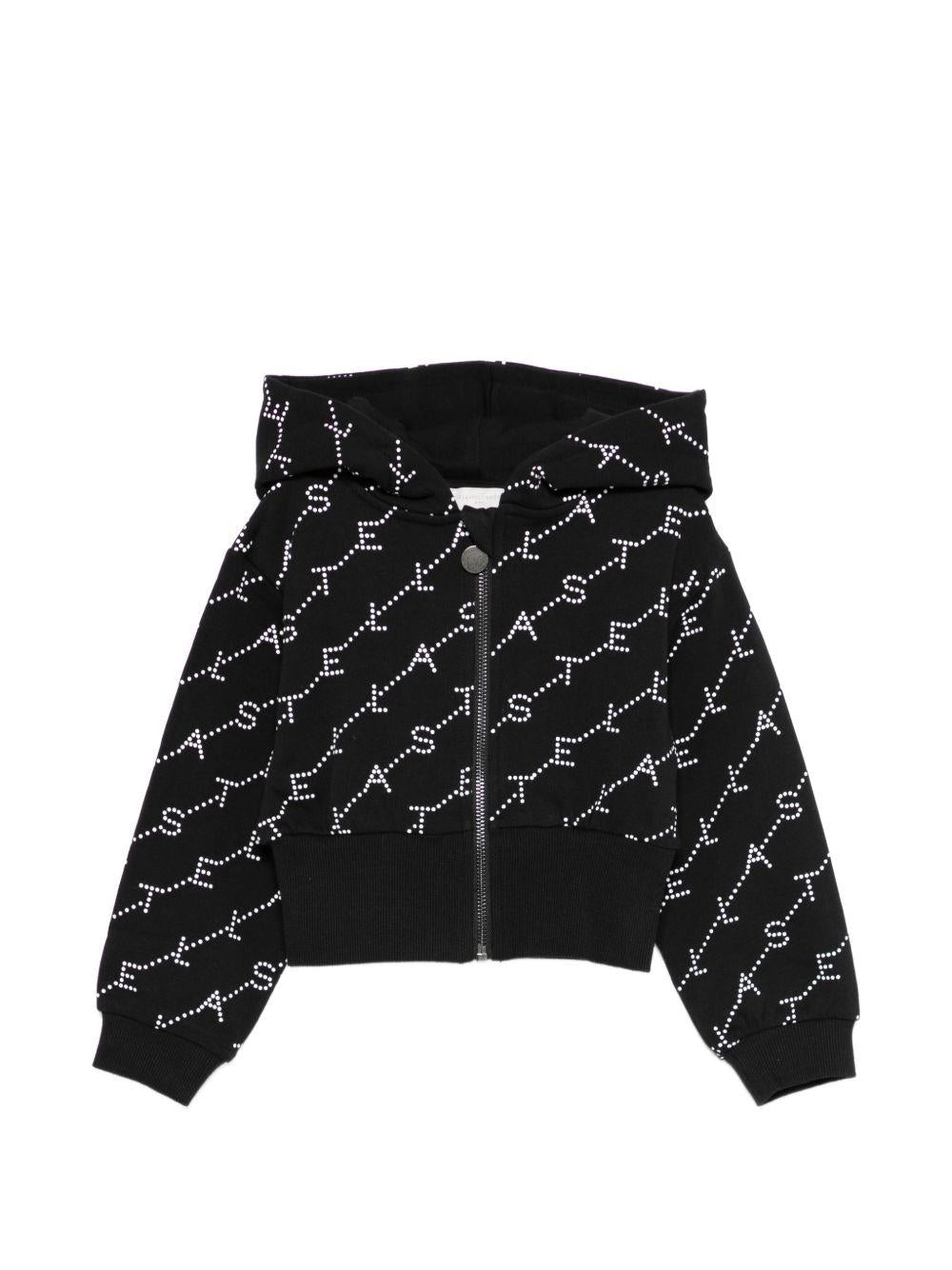 Felpa per bambina Stella McCartney Kids nera con stampa logo all-over TY4B50 Z3477 930BC STELLA McCARTNEY KIDS