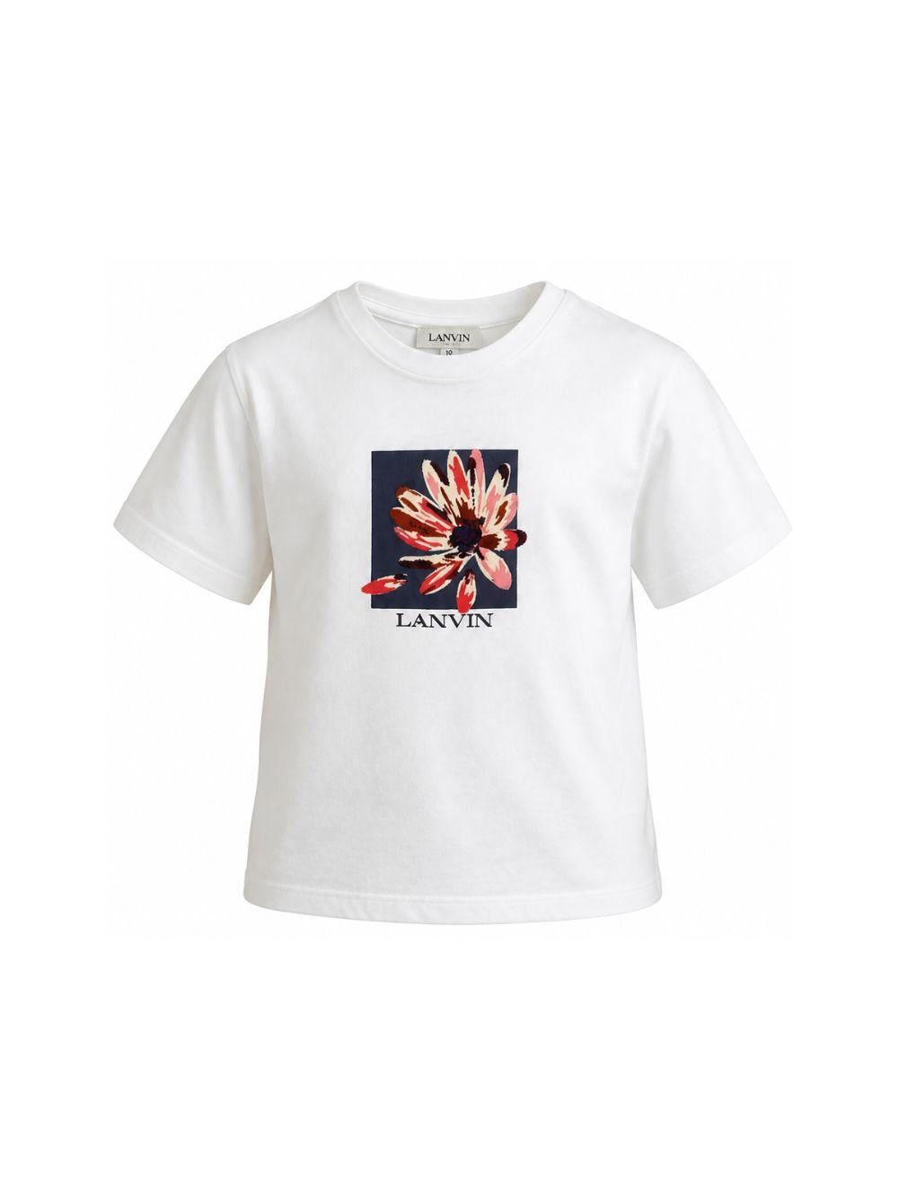 T-shirt per bambini Lanvin Kids bianca con stampa grafica N30398 117 LANVIN KIDS