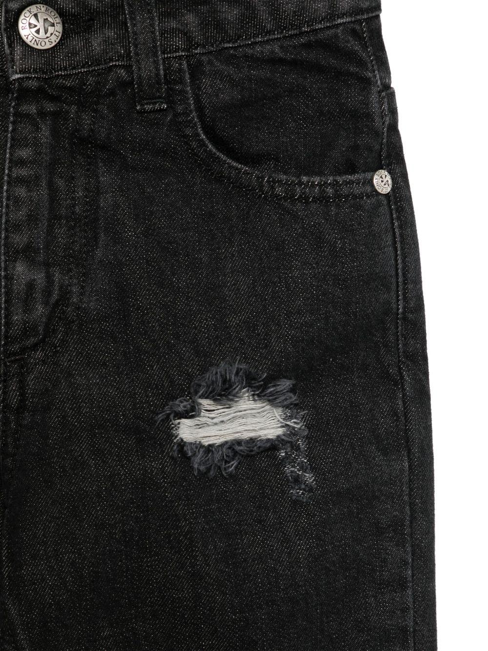 Jeans dritti con effetto vissuto per bambino John Richmond Junior nero con passanti RBP25181JE DENIM BLACK JOHN RICHMOND KIDS