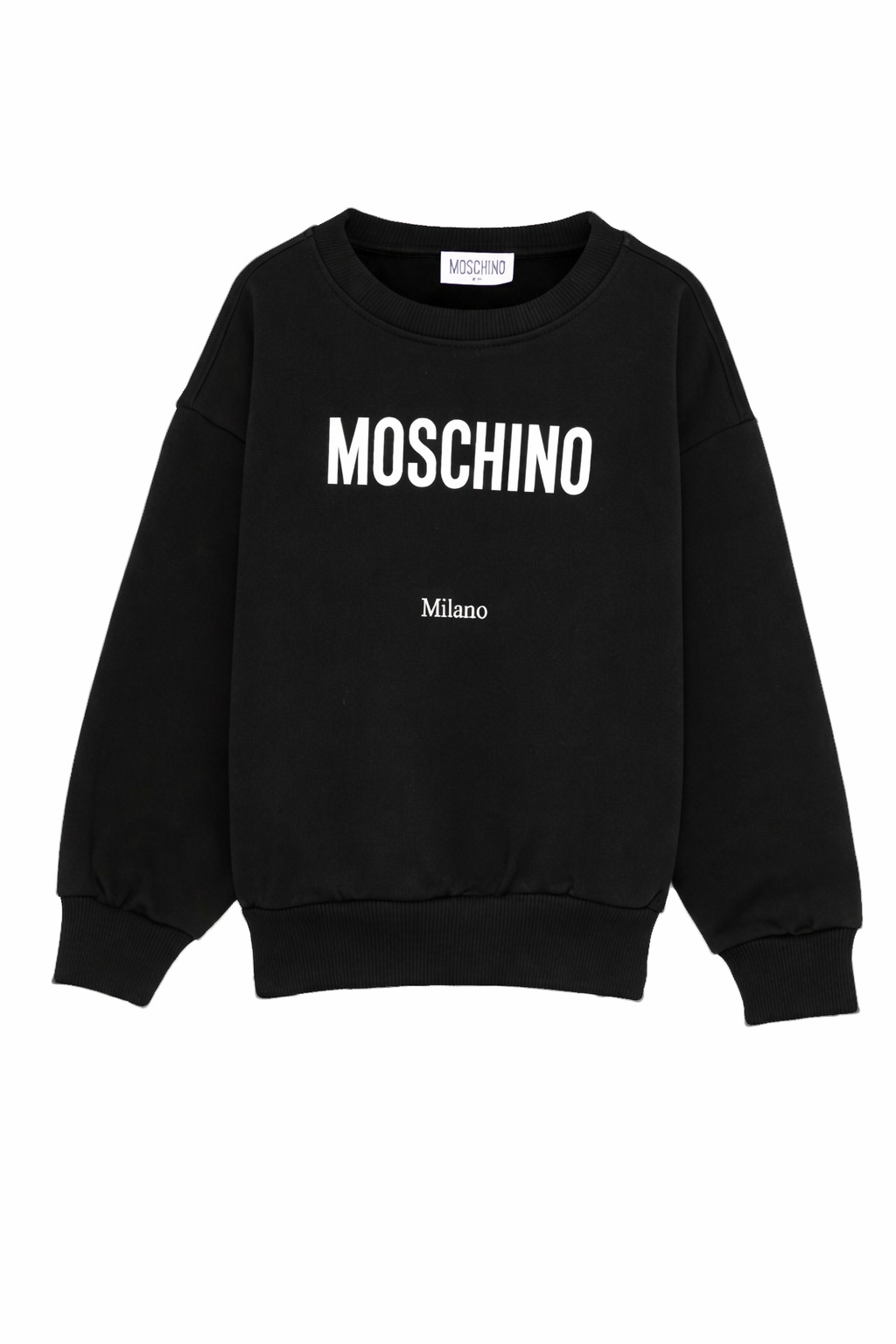 Felpa per bambino Moschino Kids nera con stampa logo HUF09NLCA32 60100 MOSCHINO KIDS