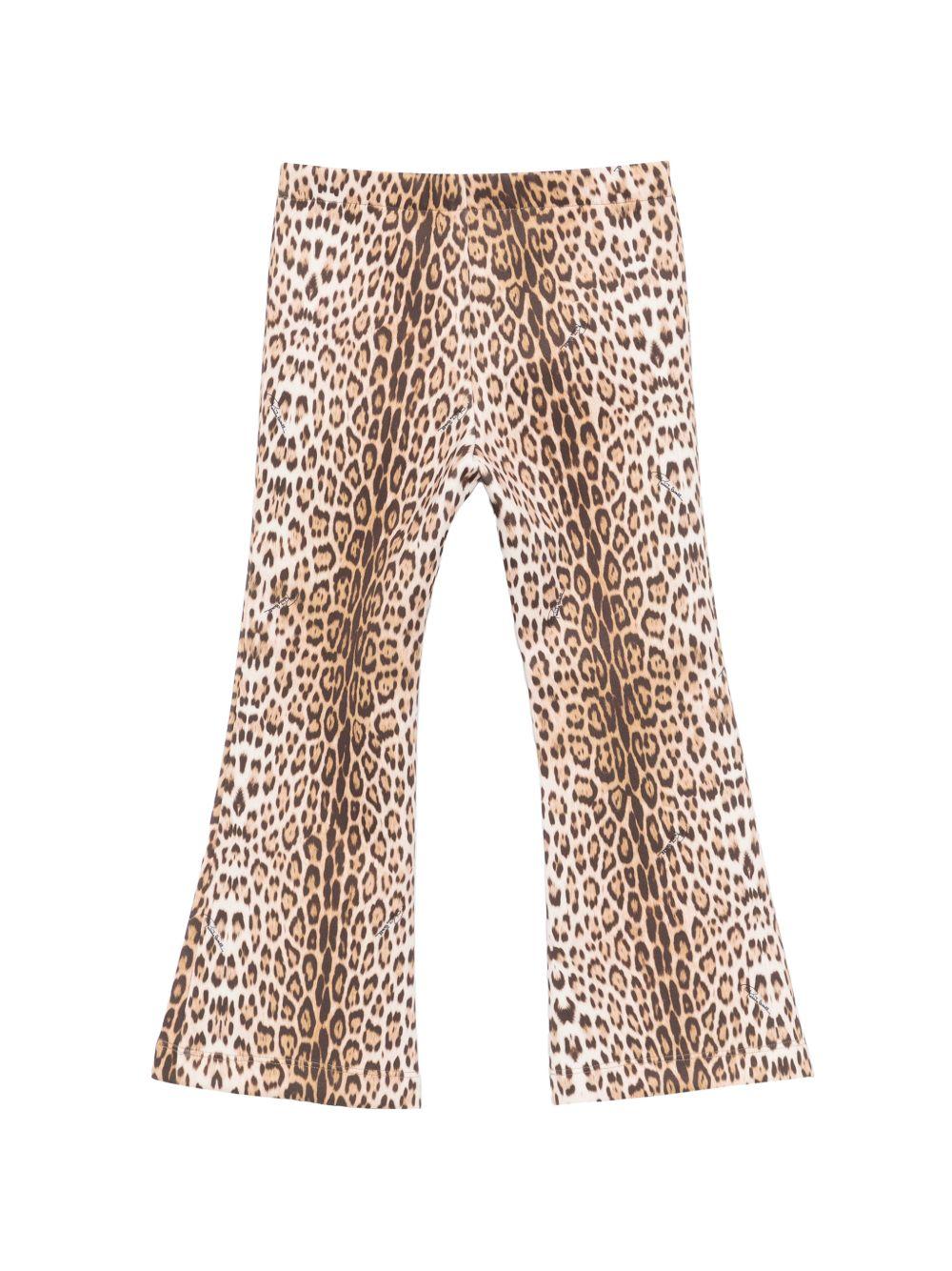 Pantaloni per bambina Roberto Cavalli Kids animalier con targa con logo CGP26007LE MACULA N.H. ROBERTO CAVALLI KIDS