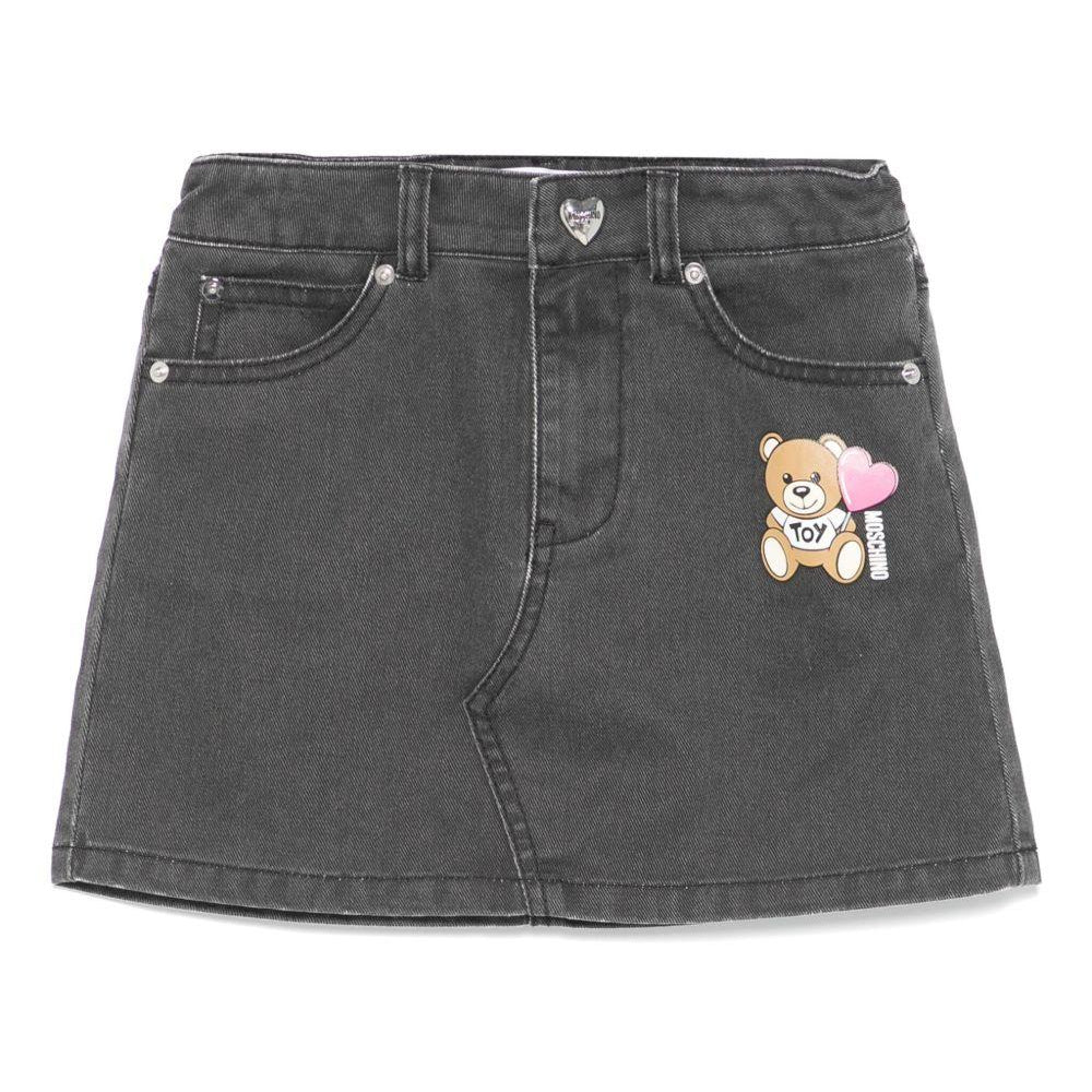 Minigonna denim per bambina Moschino Kids nero con passanti HAJ03MLOA14 60100 MOSCHINO KIDS