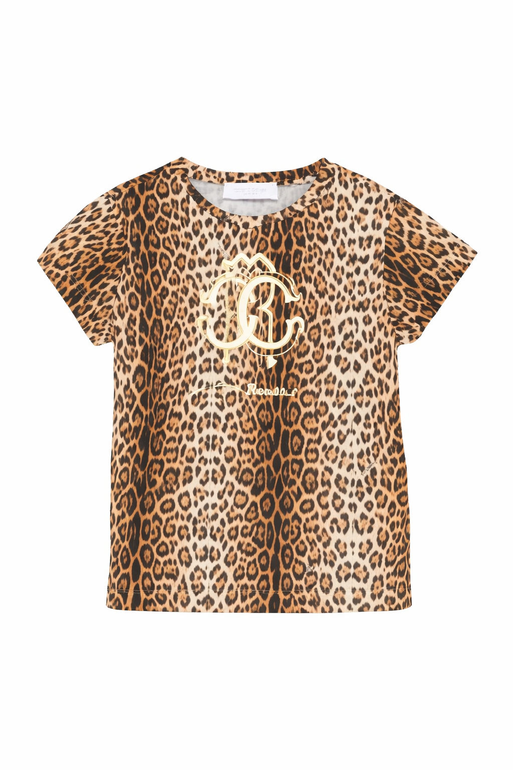 T-shirt per bambina Roberto Cavalli Kids animalier con logo sul davanti CGP26124TS MACULA N.H. ROBERTO CAVALLI KIDS