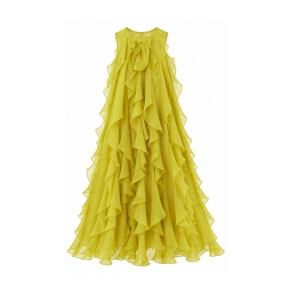 Abito per bambina Maison Ava Kids giallo con design drappeggiante MA SS26 GC25 MUSTARD MAISON AVA KIDS