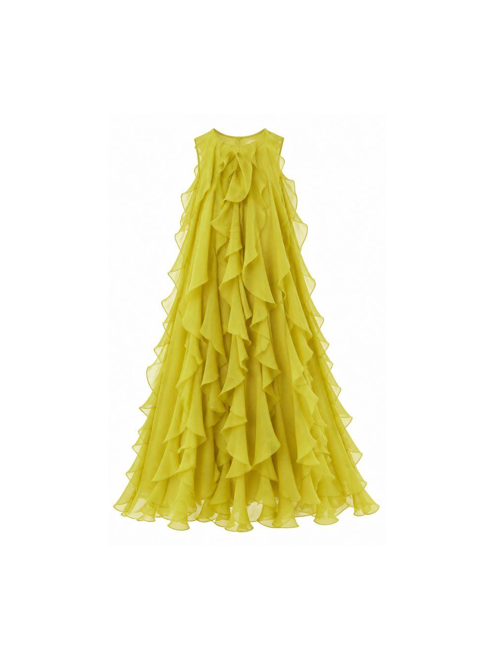 Abito per bambina Maison Ava Kids giallo con design drappeggiante MA SS26 GC25 MUSTARD MAISON AVA KIDS