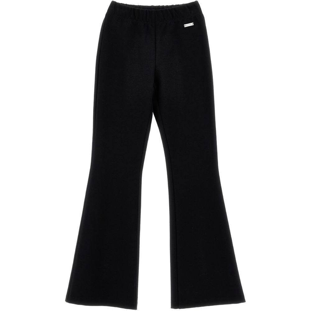 Pantaloni svasati per bambina Monnalisa Kids neri con placca logo 17H403 8220 0050 MONNALISA KIDS