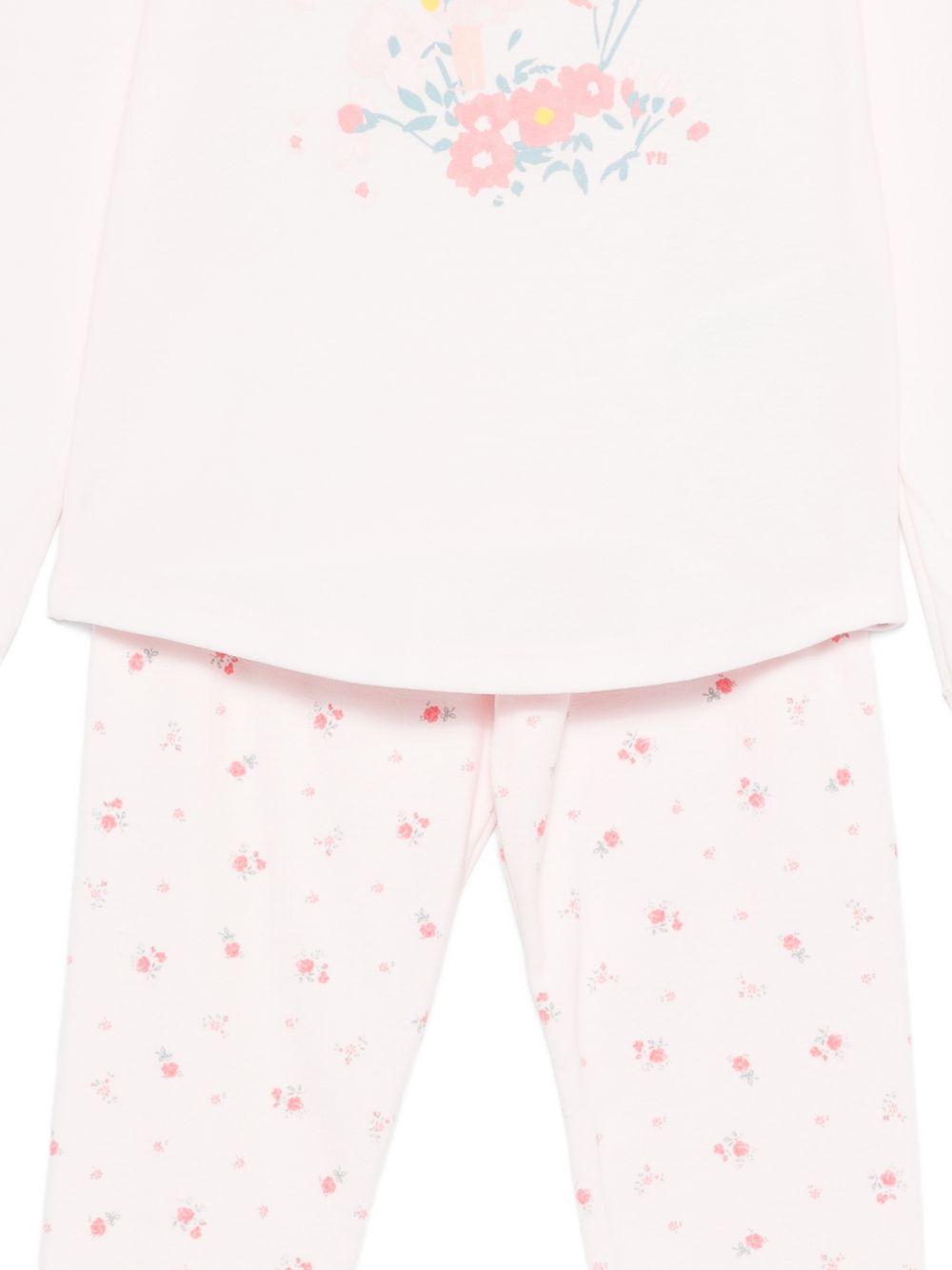 Pigiama per bambina Petit Bateau rosa con stampa floreale A0FYO 02 PETIT BATEAU KIDS