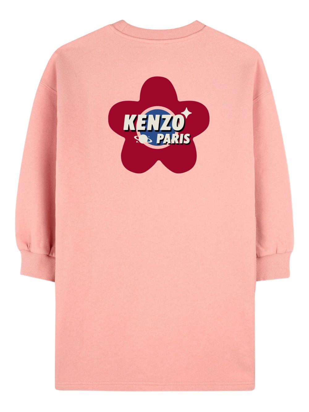 Abito per bambina Kenzo Kids rosa con stampa logo sul petto K61346 47H KENZO KIDS