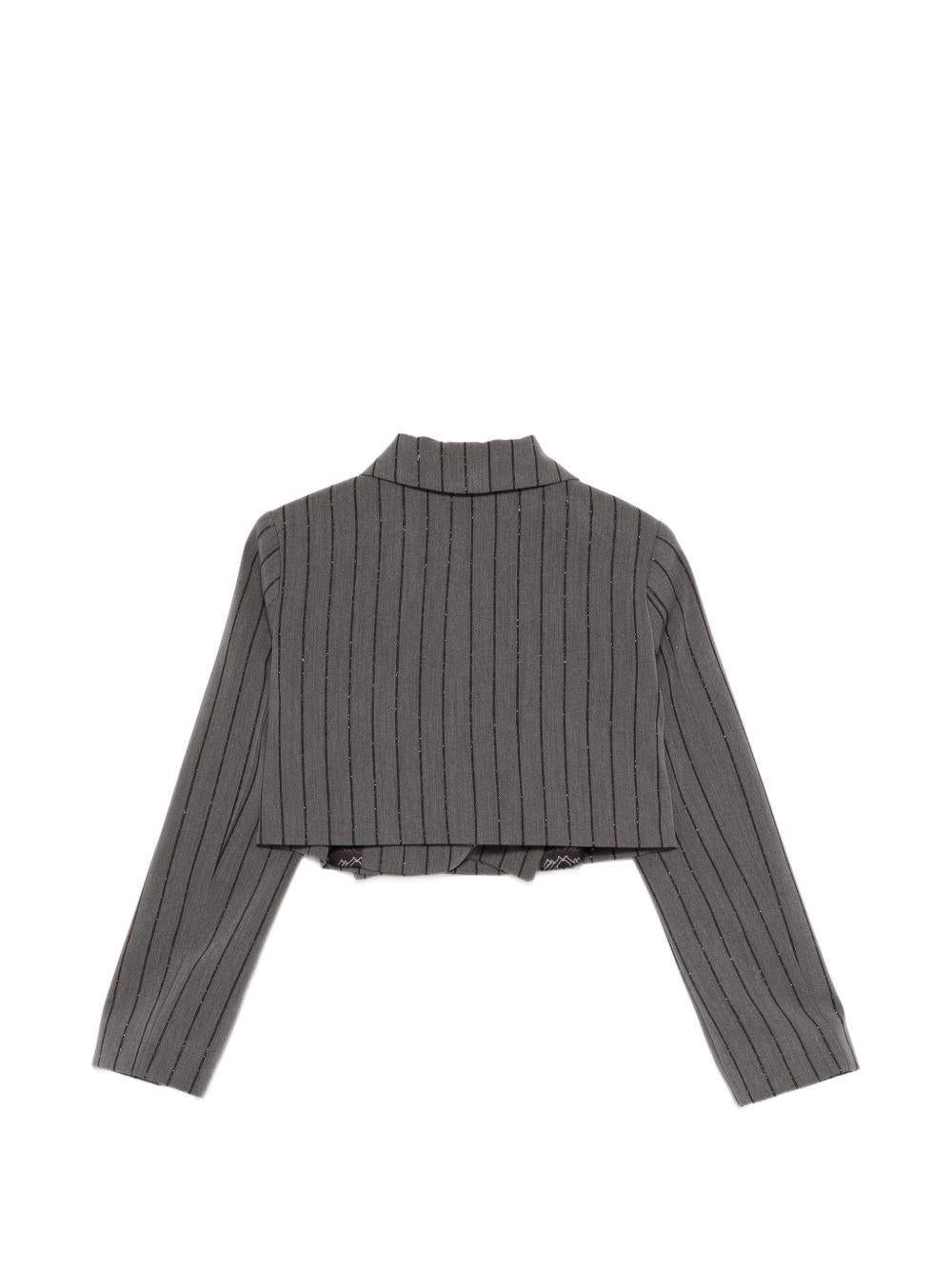 Giacca per bambina John Richmond Junior grigia con design gessato RGP26036GC GREY PINSTRIPE JOHN RICHMOND KIDS