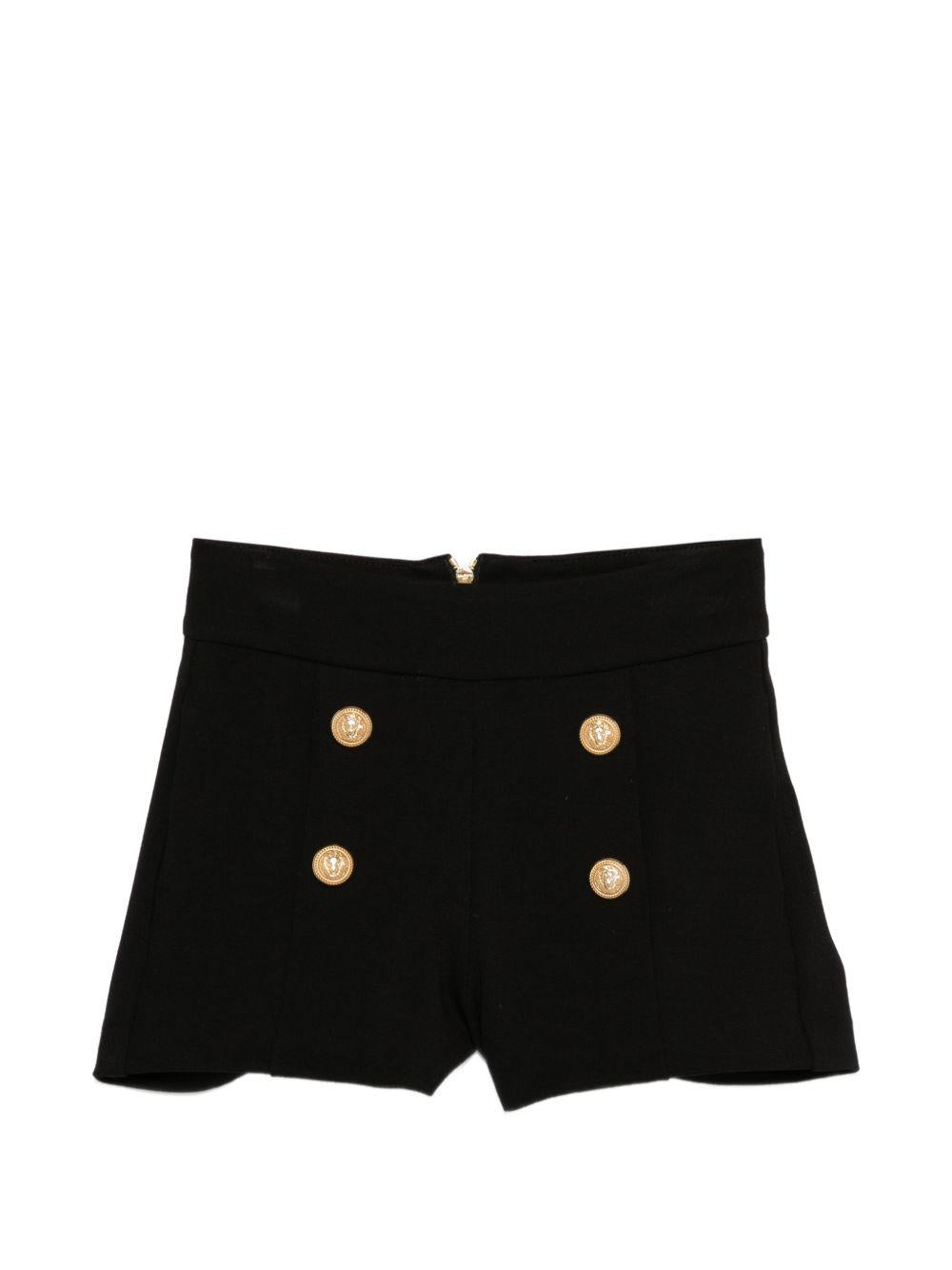Shorts per bambina Balmain Kids neri con bottoni color oro BY6B69 J0371 930OR BALMAIN KIDS