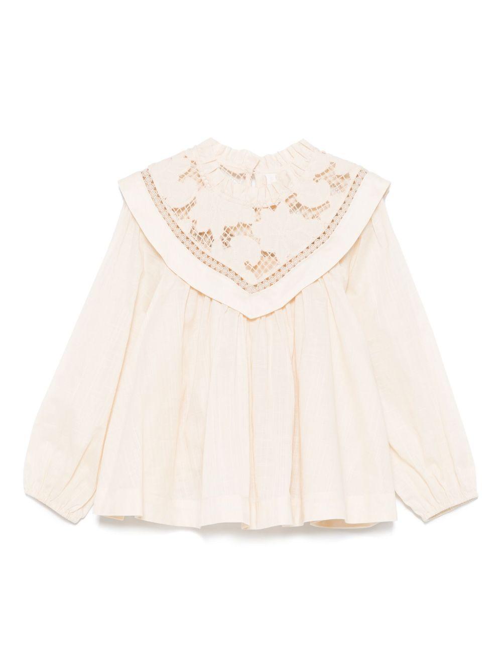 Blusa per bambina ZIMMERMANN Kids Lucky Kids beige con pizzo 3864TS S252 ZIMMERMANN KIDS