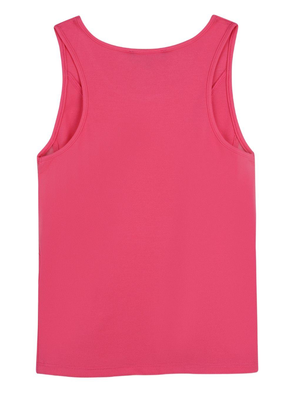 Top per bambina DKNY Kids fucsia con stampa logo sul davanti D62616 48K DKNY