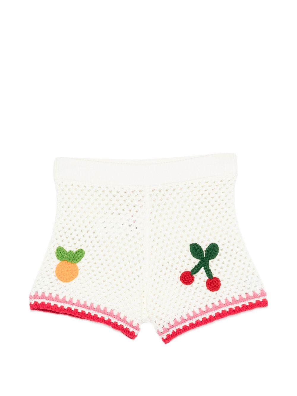 Shorts per bambina MC2 Saint Barth Kids bianchi con ricami frutta YVT0002 00264L MC2 ST. BARTH KIDS