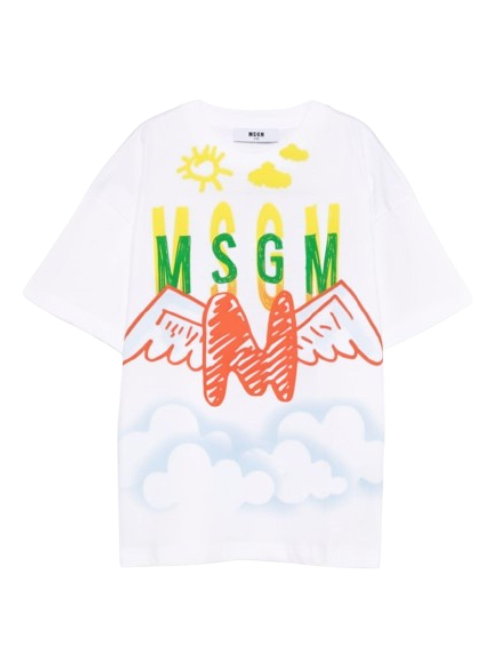 T-shirt per bambino MSGM Kids bianca con stampa grafica S6MSJBTH233 001 MSGM KIDS