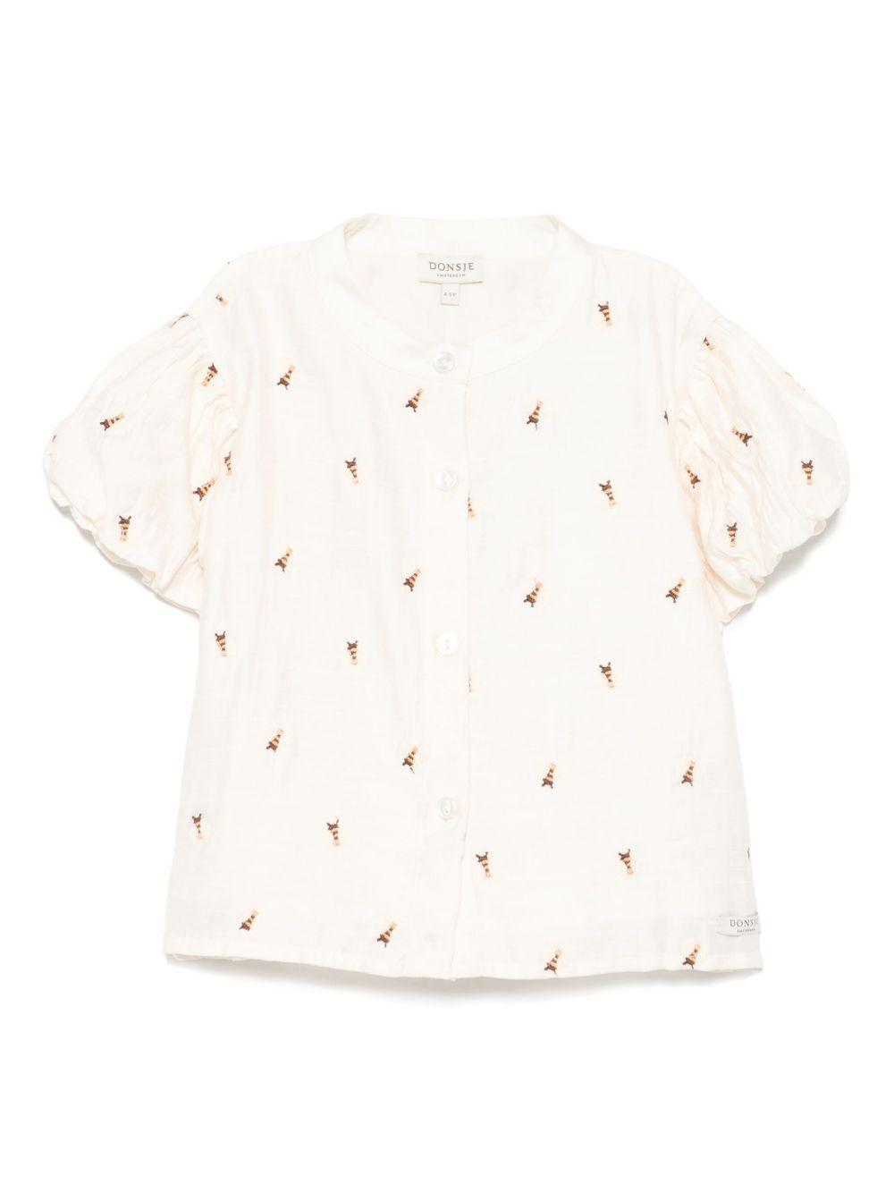 Camicia per bambina Donsje Ezrah beige con ricamo all-over 4095402 00003 DONSJE