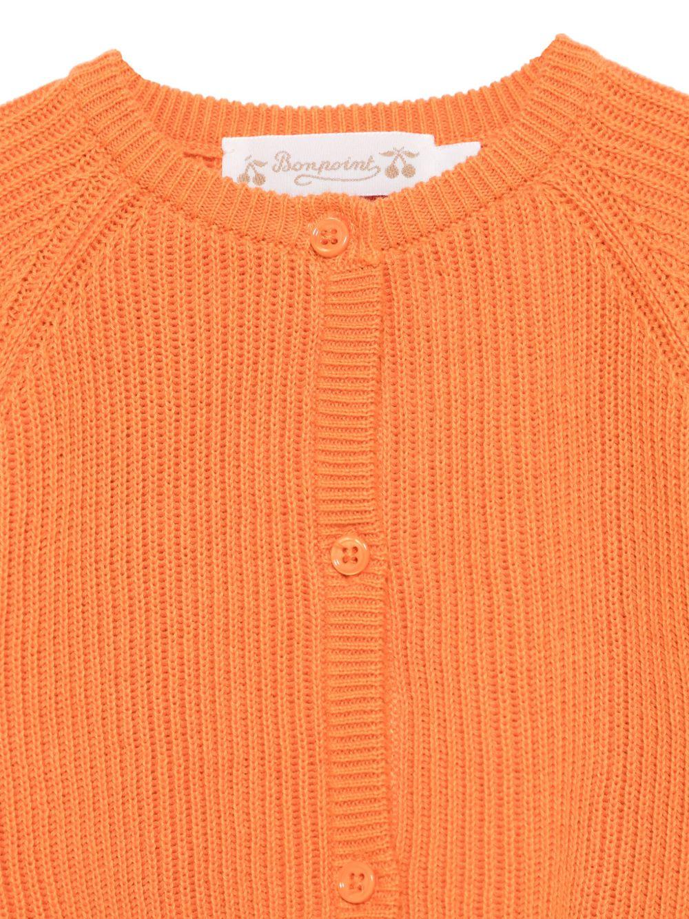 Cardigan Giusto per neonato Bonpoint arancione con girocollo S05OCAK00001 065B BONPOINT