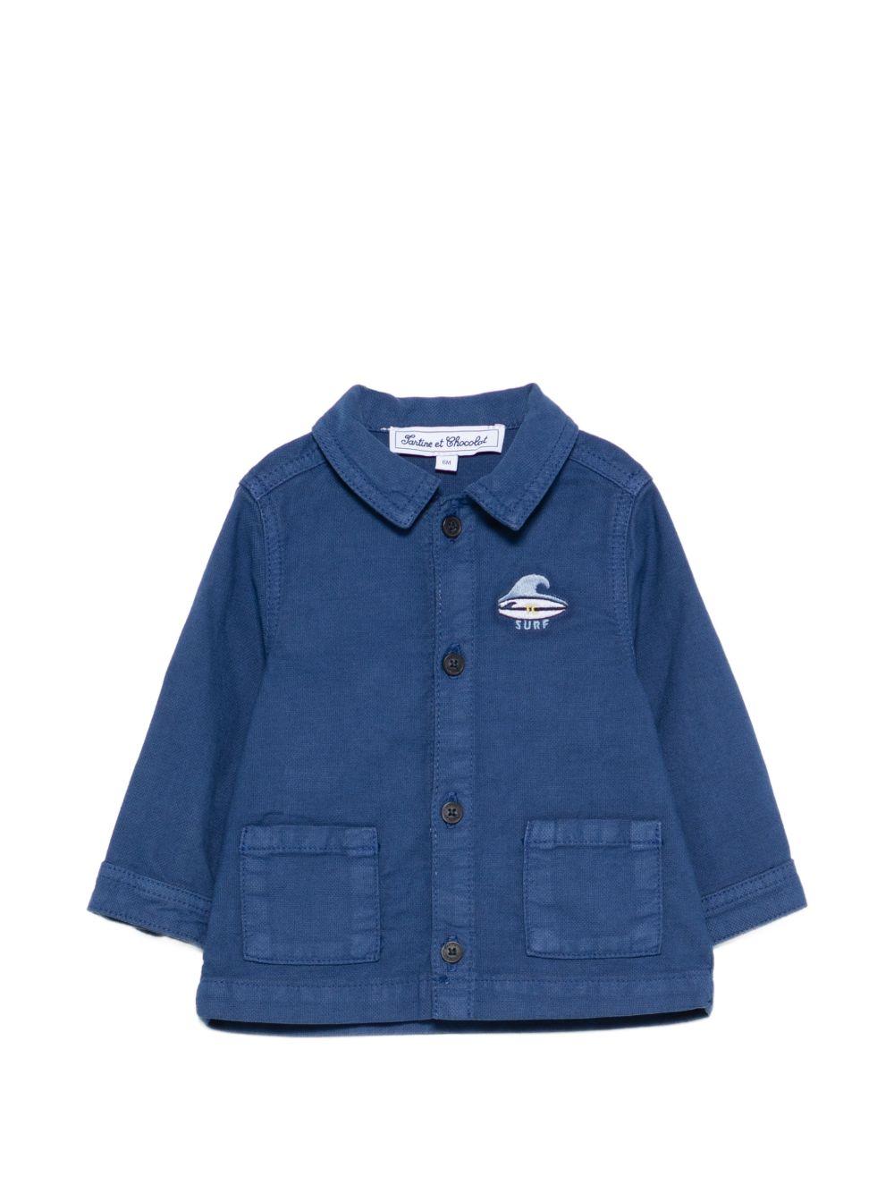 Camicia per neonato Tartine & Chocolat blu con dettaglio ricamato CC40021 46 TArtine & Chocolat KIDS