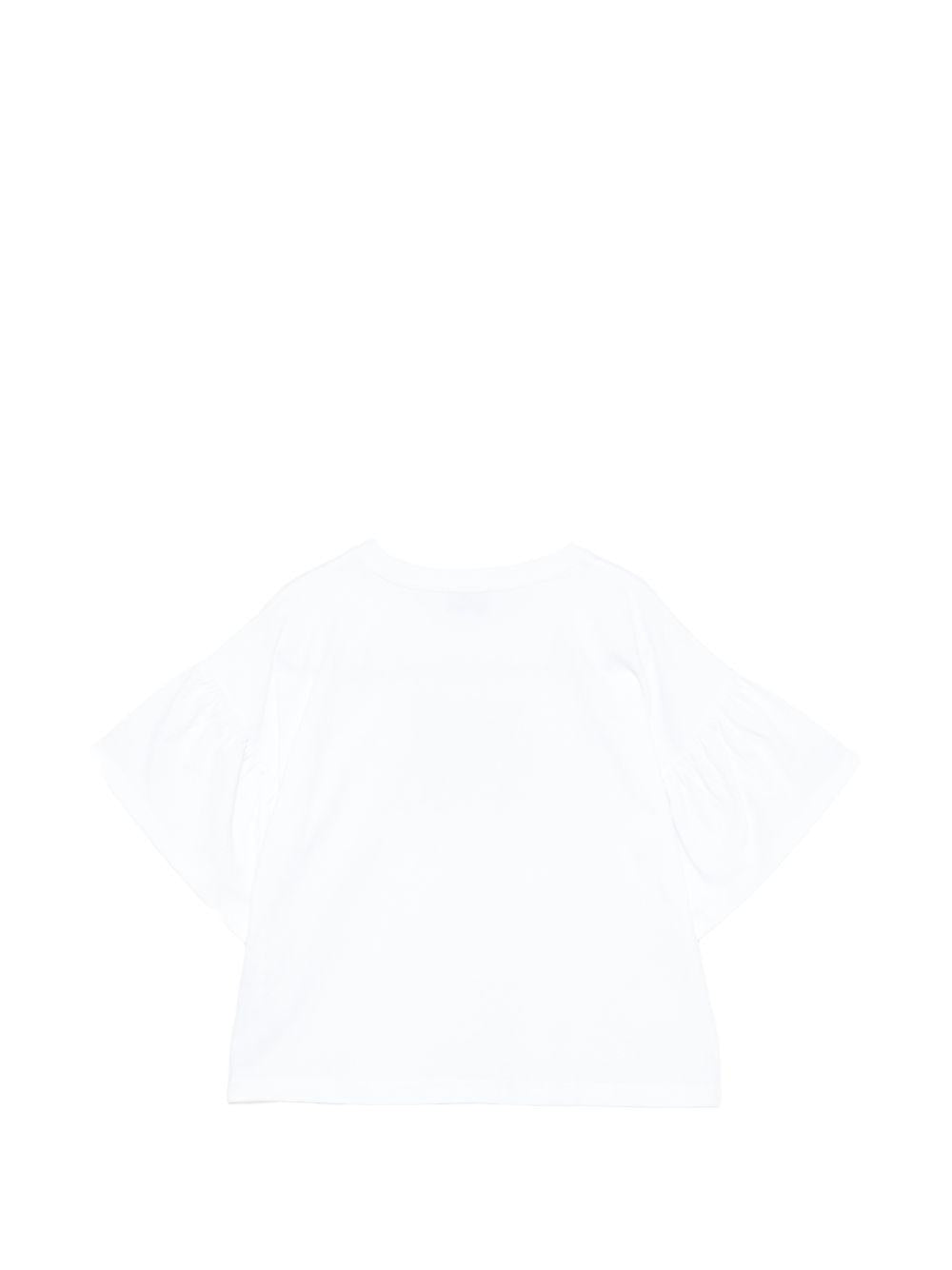 T-shirt per bambina Moschino Kids bianca con dettaglio Teddy Bear HDM077LAA23 10101 MOSCHINO KIDS