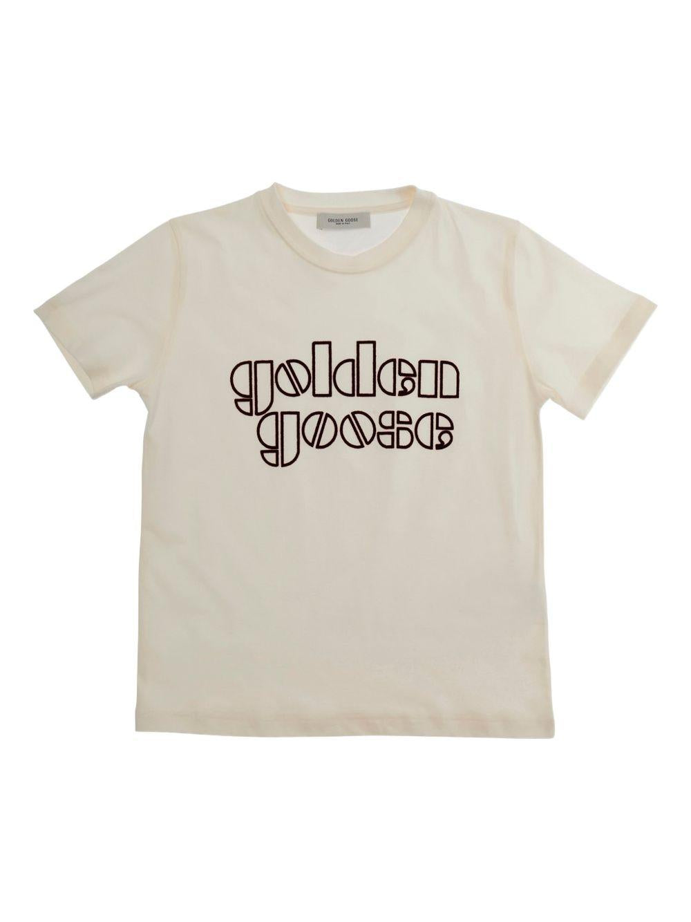 T-shirt per bambino Golden Goose Kids beige con logo GKP01403P002433 11560 GOLDEN GOOSE KIDS