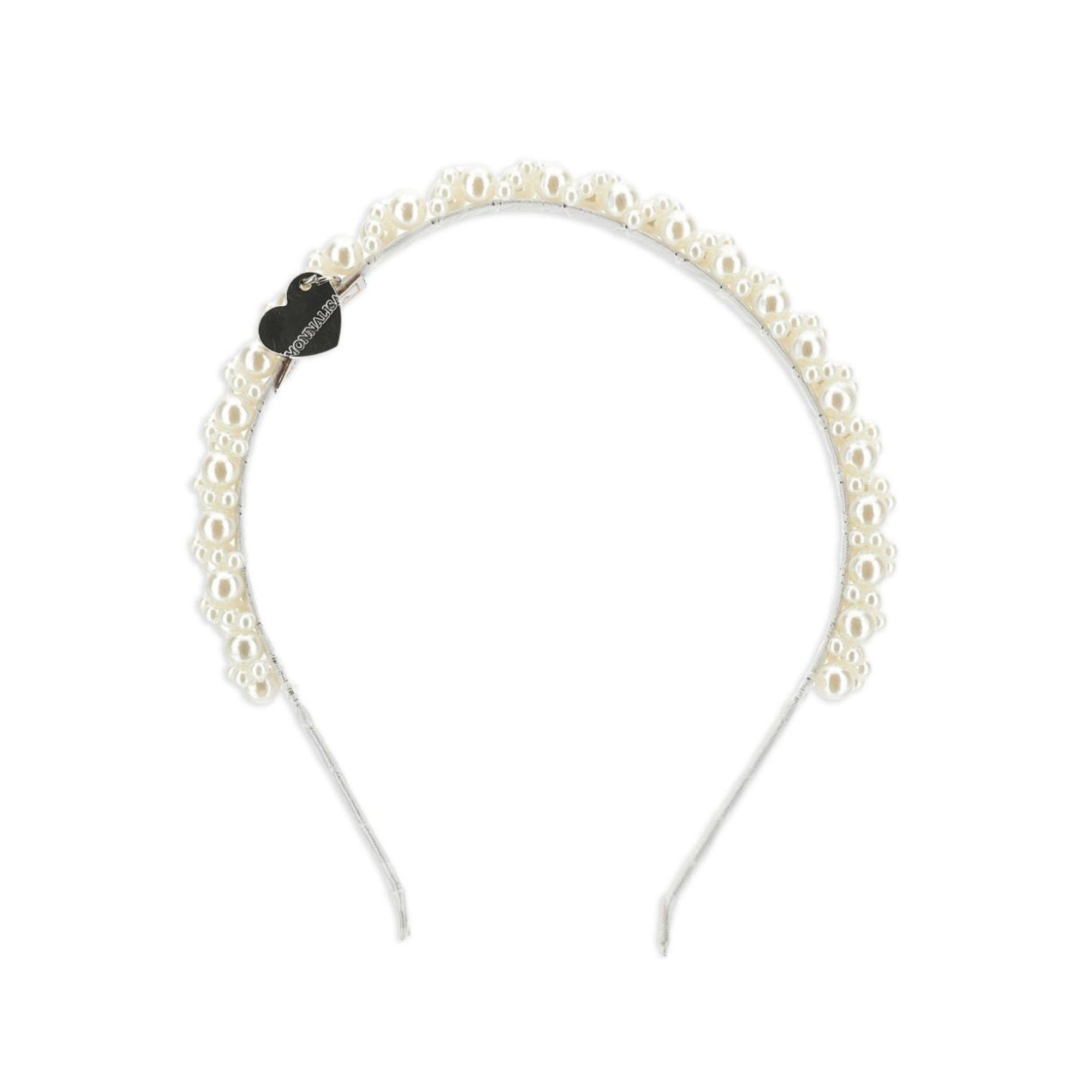 Cerchietto per bambina Monnalisa bianco con decorazione di perle 17G006 7759 0001 MONNALISA KIDS