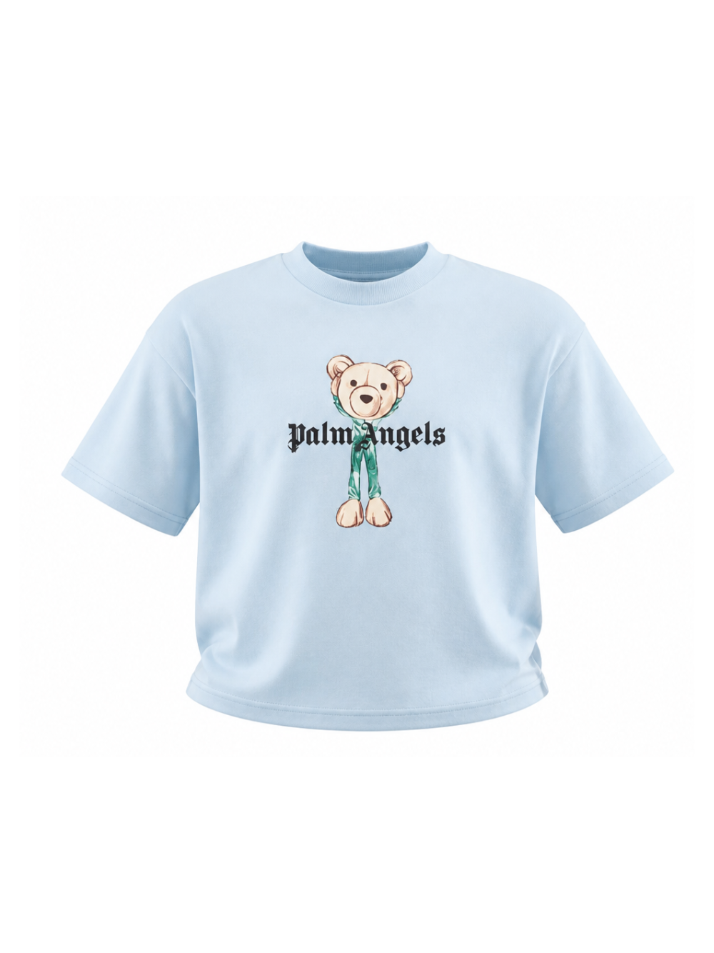 T-shirt per bambino Palm Angels Kids azzurra con stampa grafica PBAA002S26JER004 960 PALM ANGELS KIDS