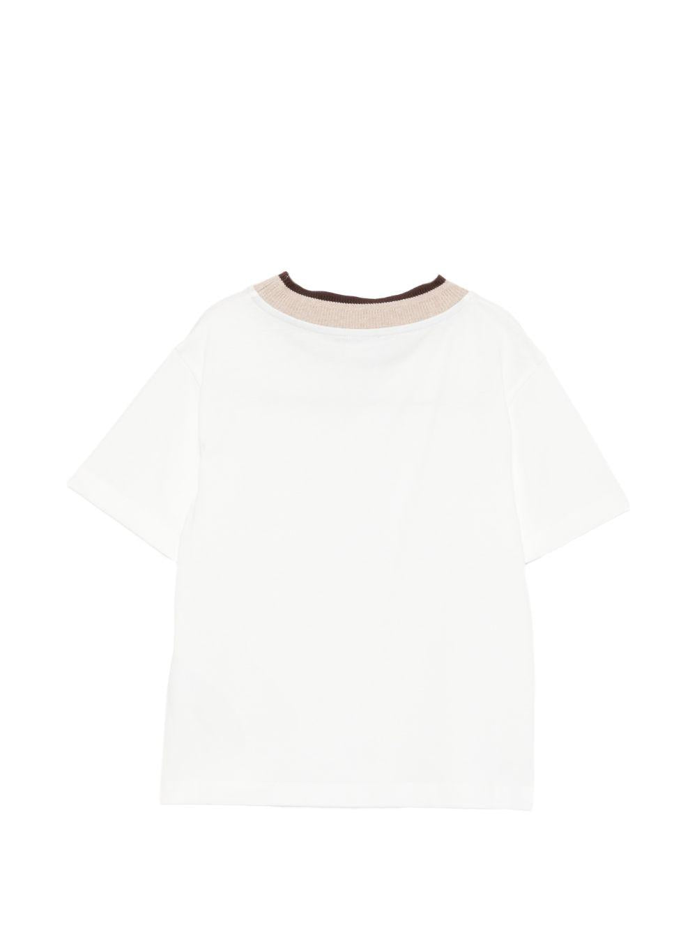 T-shirt per bambino Eleventy Kids bianca con girocollo a contrasto EZ8H11 Z3708 101 ELEVENTY KIDS