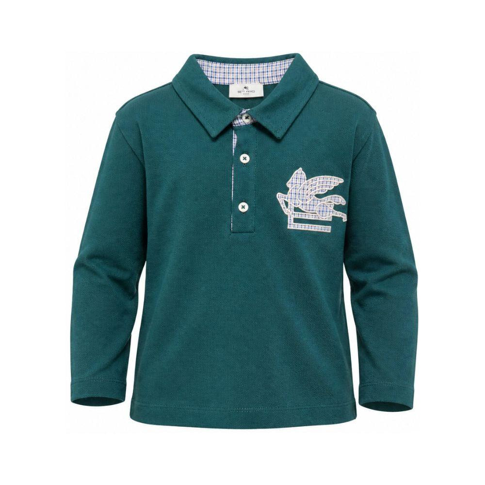 T-shirt per bambino Etro Kids verde con colletto stile polo GZ8H41 Z0022 797 ETRO KIDS