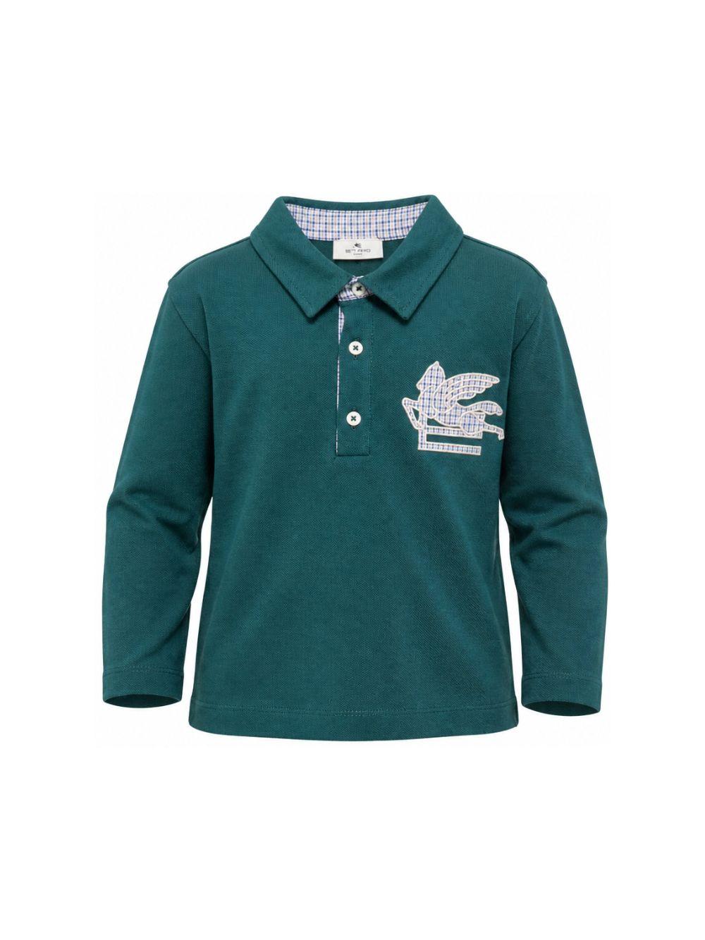 T-shirt per bambino Etro Kids verde con colletto stile polo GZ8H41 Z0022 797 ETRO KIDS