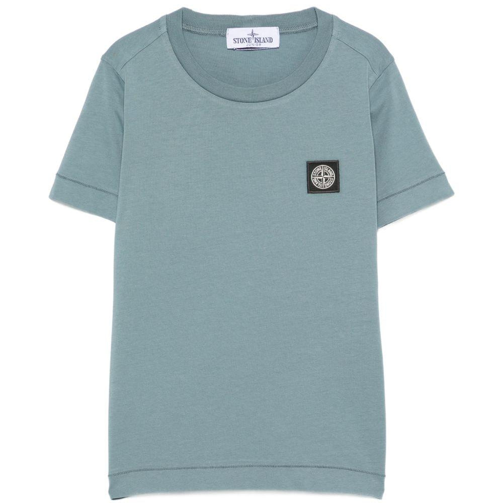 T-shirt per bambino Stone Island Kids azzurro con logo sul davanti L2S162100003S0047 V004B STONE ISLAND KIDS