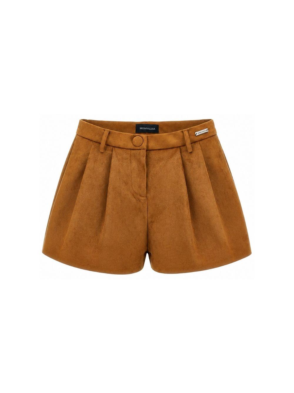 Shorts per bambina Monnalisa Kids marroni con placca con logo 41H405 8404 0005 MONNALISA KIDS