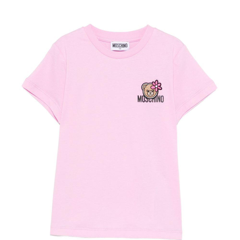 T-shirt per bambina Moschino Kids rosa con ricamo Teddy Bear HAM03PLAA02 51473 MOSCHINO KIDS