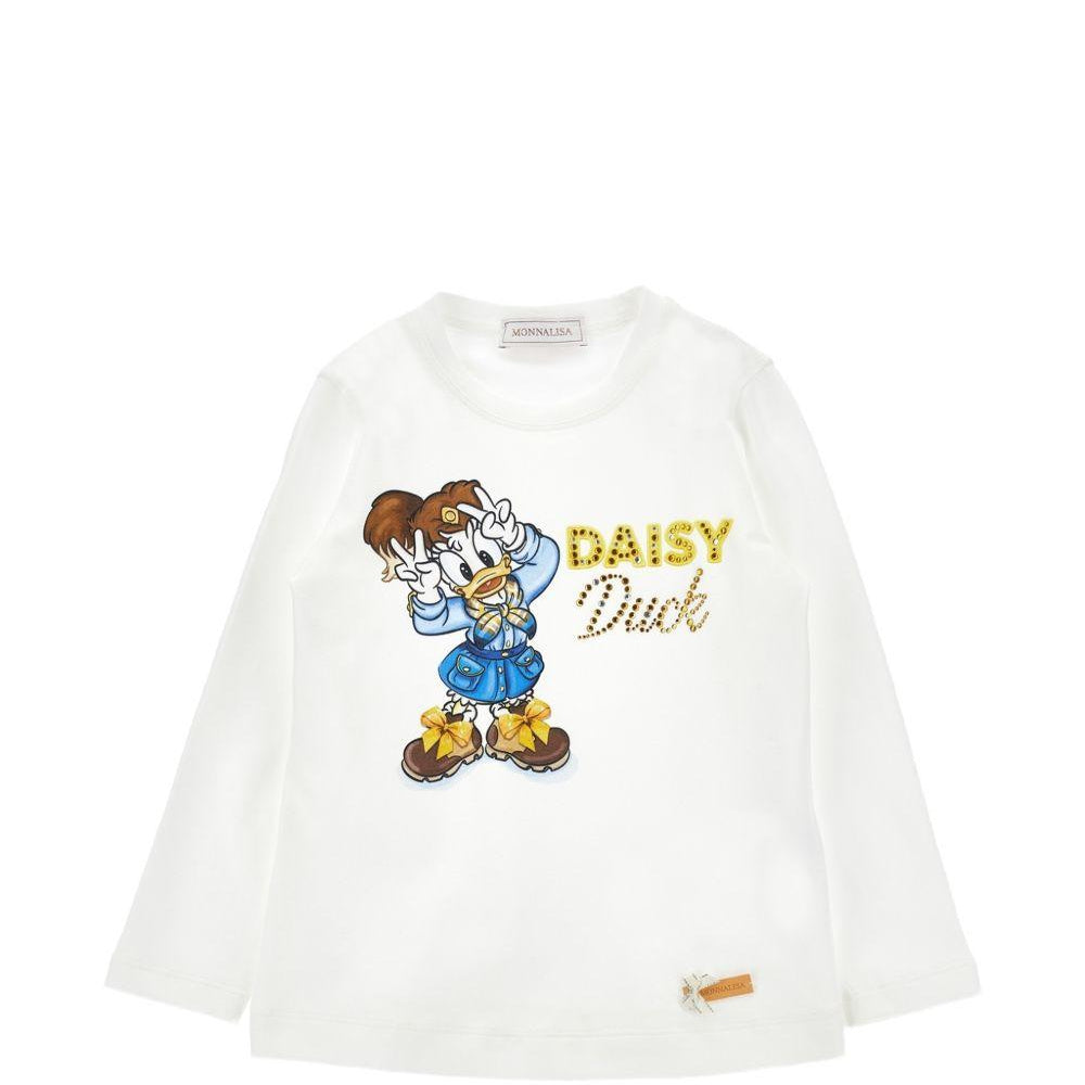 T-shirt per bambina Monnalisa Kids bianca con stampa grafica 11H622 8201 0156 MONNALISA KIDS