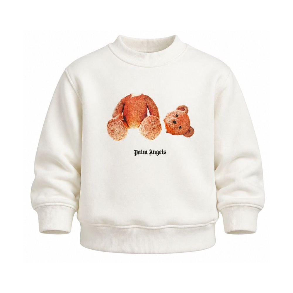Felpa per bambino Palm Angels Kids bianca con stampa grafica PBBA012S26FLE002 002 PALM ANGELS KIDS
