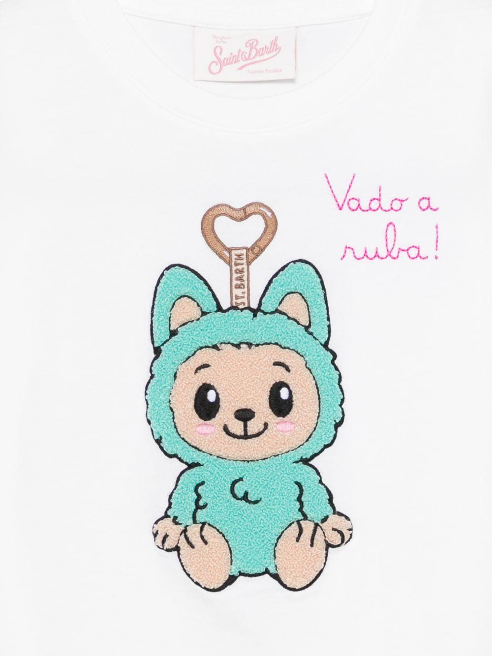 T-shirt per bambina MC2 Saint Barth Kids bianca con ricamo Labubu ELLY001 02132L MC2 ST. BARTH KIDS